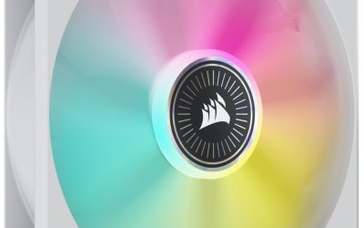 Corsair iCUE ML140 RGB ELITE, 140 mm Ventola PWM a RGB (Tecnologia CORSAIR AirGuide, Cuscinetto a Levitazione Magnetica, Velocità da 1.600 RPM, Bassa Rumorosità) Confezione Doppio, Bianco