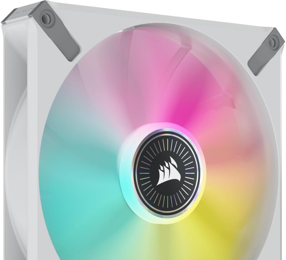 Corsair iCUE ML140 RGB ELITE, 140 mm Ventola PWM a RGB (Tecnologia CORSAIR AirGuide, Cuscinetto a Levitazione Magnetica, Velocità da 1.600 RPM, Bassa Rumorosità) Confezione Doppio, Bianco