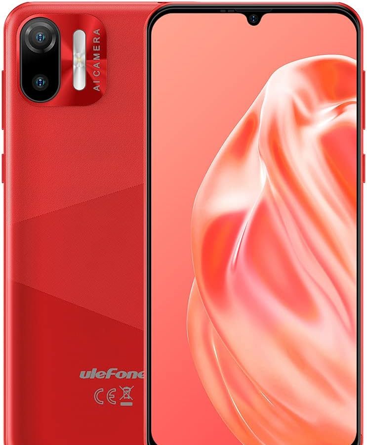 Ulefone 3G Smartphone Offerta del Giorno NOTE 6, 8,5mm Ultra Sottile Cellulare DUAL SIM,Schermo HD+ 6,1”, Slot Per 3 Schede, Android 11 Go, 1GB+32GB, Fotocamera 2MP+5MP,GPS Sblocco Facciale Rosso