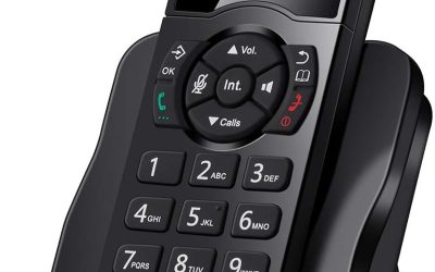 Ornin D1005 Telefono Fisso Cordless con Vivavoce Alta Qualità, Display illuminato, 1.6 pollici, tecnologia ECO, iniezione olio gomma (Un Telefono, Nero)