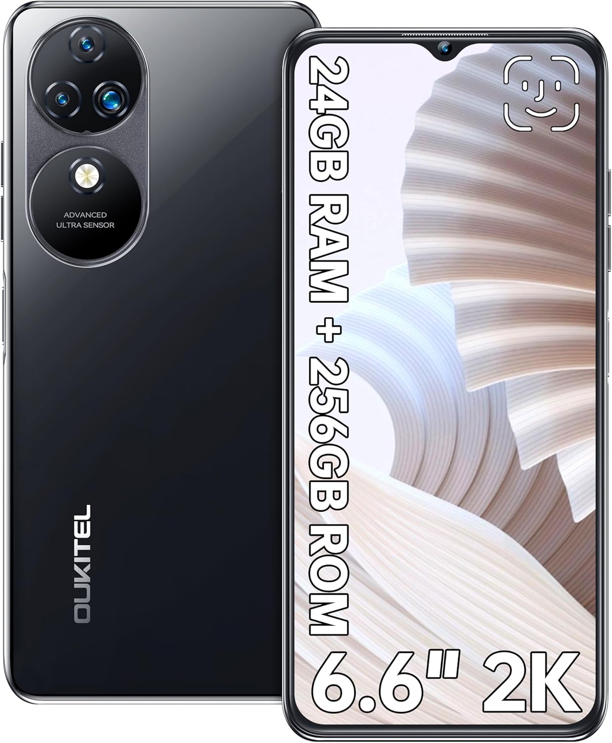 OUKITEL C38 Smartphone – 24GBRAM + 256GB ROM/1TB-TF, 6.6″ FHD+ Octa-Core Android 13 Telefono, 5150mAh Batteria 48MP+32MP Smartphone Offerta, 4G Dual SIM Telefono, Fingerprint/OTG/GPS