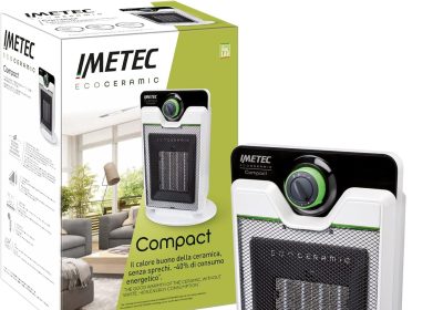 Imetec Eco Ceramic, Termoventilatore, Stufetta elettrica, Tecnologia ceramica, Basso consumo energetico, Silenzioso, 3 livelli di temperatura, Termostato ambiente