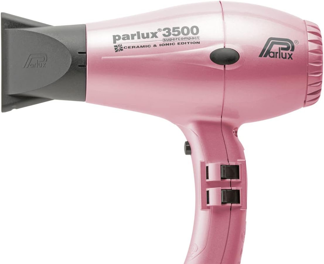 Parlux 3500 Super Compact – Asciugacapelli Professionale, Tecnologia Ionica e Ceramica, 2000W, Rosa