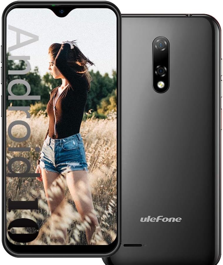 Ulefone NOTE 8P, Android 10 4G Smartphone Offerta, 5,5” Waterdrop Schermo Telefono Cellulare, 2 GB + 16 GB, DUAL SIM + SD (3 Slot Per Schede), Sblocco Facciale, 8 MP + 2 MP + 5 MP, GPS – Nero