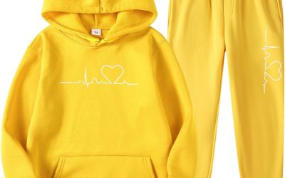 Keerlonno Completi Sportivi Donna Due Pezzi Elegante 2024 Heart Printing Casual Felpa con cappuccio e Pantaloni Autunno Sportivo Jogging Set Giacca Manica Lunga Slim Fit Confortevole Moda Donna