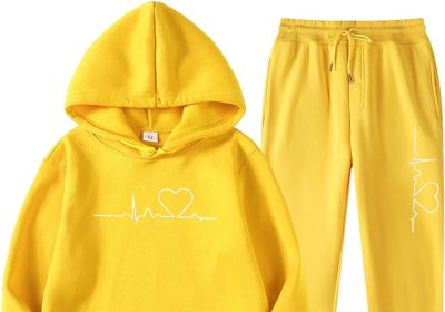 Keerlonno Completi Sportivi Donna Due Pezzi Elegante 2024 Heart Printing Casual Felpa con cappuccio e Pantaloni Autunno Sportivo Jogging Set Giacca Manica Lunga Slim Fit Confortevole Moda Donna