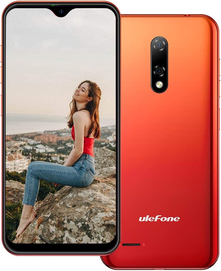 Android 10 4G Smartphone Offerta Ulefone NOTE 8P, 5,5” Waterdrop Schermo Telefono Cellulare, 2 GB + 16 GB, DUAL SIM + SD (3 Slot Per Schede), Sblocco Facciale, 8 MP + 2 MP + 5 MP, GPS – Rosso