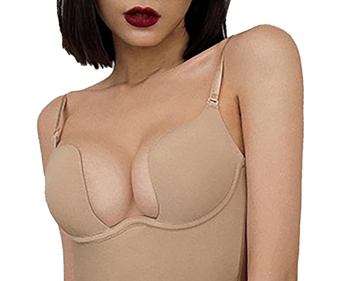 Generico Reggiseni con Schienale Basso Solido da Donna Reggiseni Senza Schienale a Forma di U con Ferretto Reggiseno con Ferretto con Cinghie Convertibili Multiple Reggiseno Non Imbottito