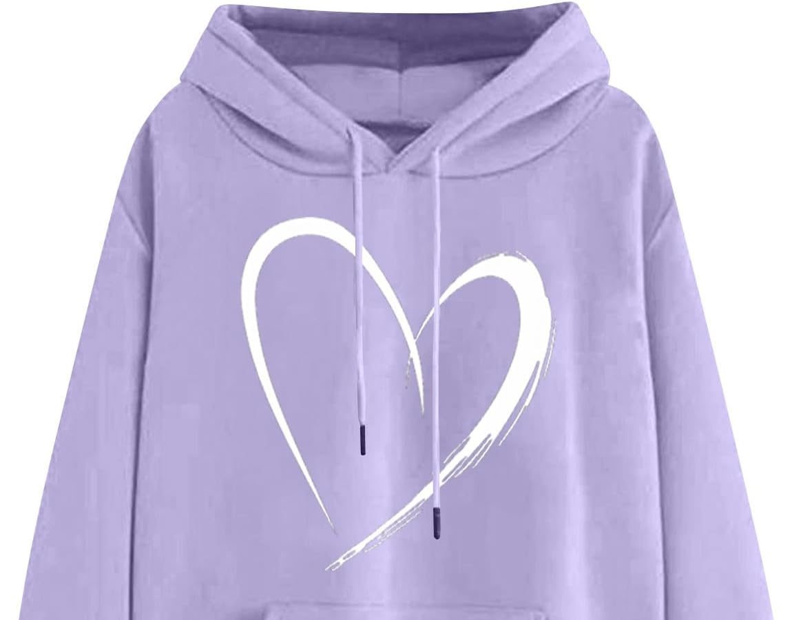 Generico Felpa Donna con Cappuccio a Maniche Lunghe con Stampa Classic Love da Pullover Chic Elegante Cappotto Morbido e Confortevole Maglione Classico Hoodie Outwear Tops Leggero e Casual Offerte