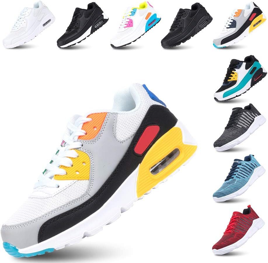 Hitmars Scarpe Running Uomo Donna Donna Ginnastica Sneaker Leggere Traspirante Outdoor Sportive Calzature da Corsa Pallavolo Tennis Nero Verde Bianco Rosa Giallo EU36-EU47