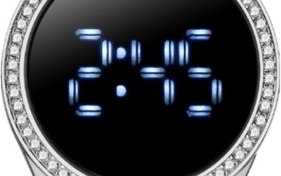Elegante Orologio elettronico a LED Touch Screen da Donna Orologio di Lusso in Acciaio Inossidabile Impreziosito da Diamanti