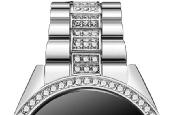 Elegante Orologio elettronico a LED Touch Screen da Donna Orologio di Lusso in Acciaio Inossidabile Impreziosito da Diamanti