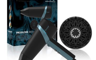 REVAMP Progloss Quad Ionic 3800, Asciugacapelli Professionale con Beccuccio e Diffusore, Phon con Tecnologia Ionica, Infuso con Oli Liscianti, 4 Impostazioni di Calore, 2 Velocità, Nero e Blu