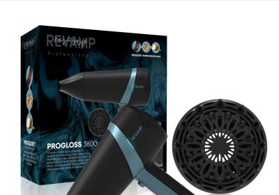 REVAMP Progloss Quad Ionic 3800, Asciugacapelli Professionale con Beccuccio e Diffusore, Phon con Tecnologia Ionica, Infuso con Oli Liscianti, 4 Impostazioni di Calore, 2 Velocità, Nero e Blu