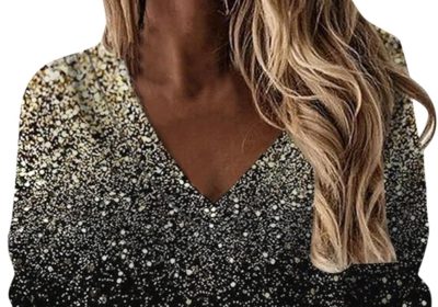 Uwdiohq Top Stampato da Donna Camicia Casual Girocollo Maniche Lunghe Camicetta con Scollo a V Casual T Shirt Top da Donna Top Elegante Grembiule Mezza Manica Maglietta Maniche Donna