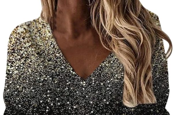 Uwdiohq Top Stampato da Donna Camicia Casual Girocollo Maniche Lunghe Camicetta con Scollo a V Casual T Shirt Top da Donna Top Elegante Grembiule Mezza Manica Maglietta Maniche Donna