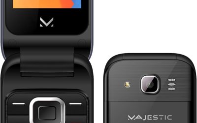 majestic LUCKY 95 – Telefono GSM DUAL SIM a flip, display a colori 2.4”, fotocamera, riproduzione files multimediali, Wireless audio, Nero