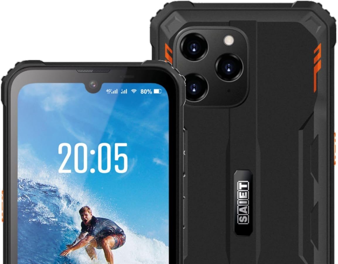 SAIET – Smartphone Sicuro Smart STS602 per Viaggi e Lavoro – Impermeabile e Resistente con Display IPS 6.1’’ e Power Bank Integrato