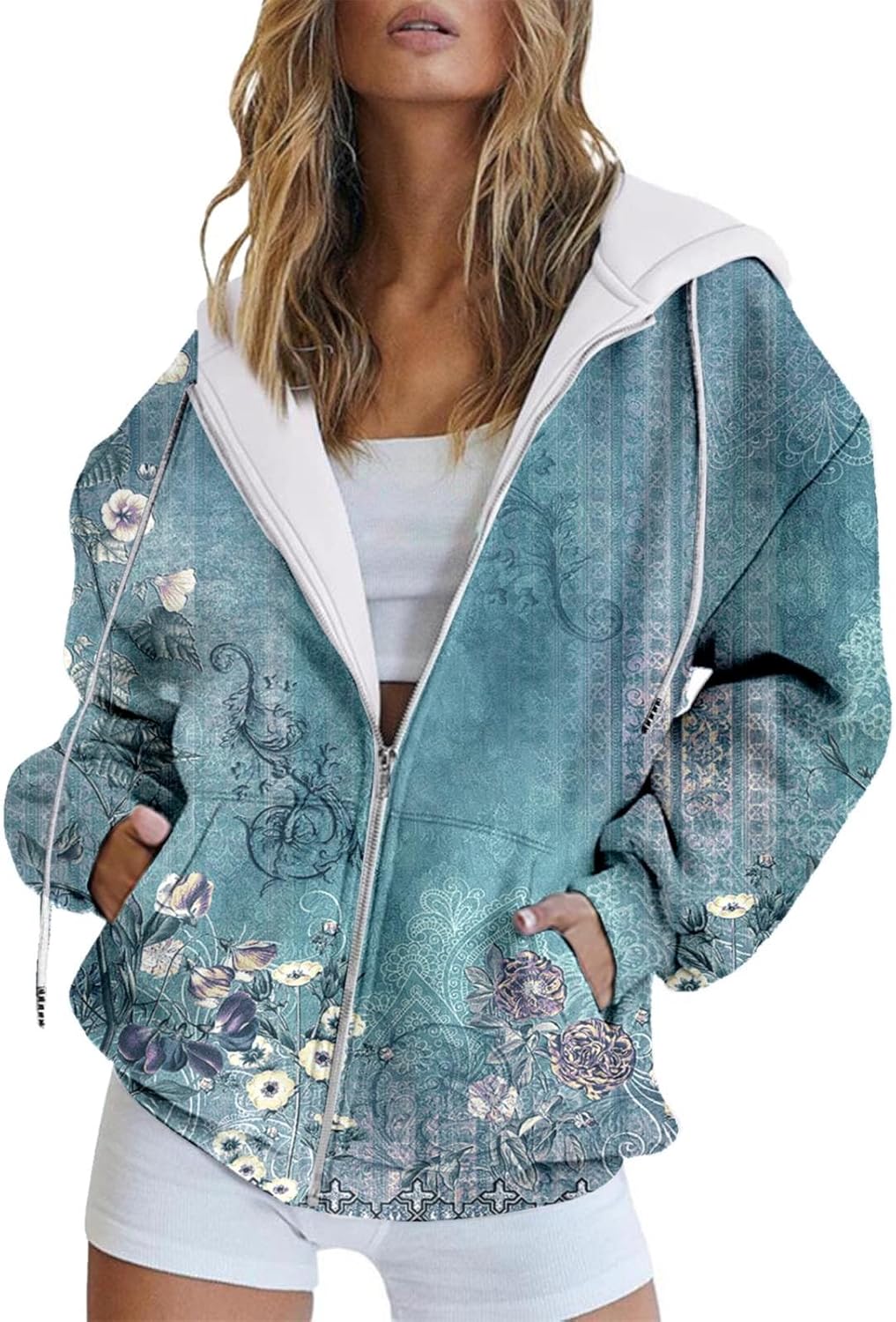 Generico Felpa con Cappuccio Primavera e Autunno Felpa con Cappuccio Manica Lunga con Cerniera Cappotto Sportivo Felpa con Cappuccio da Donna Allentata Pantofole Felpa