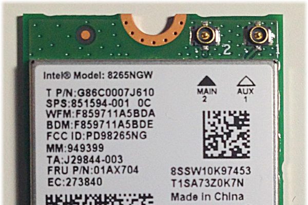 Intel Dual Band Wireless-AC 8265, Adattatore Wi-Fi, WLAN/Bluetooth, 867 Mbit/s, Tecnologia Senza Fili, 2,2 x 3 x 0,2 cm