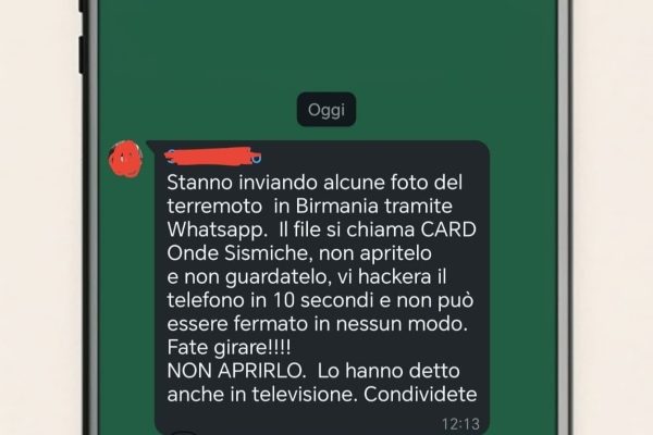 "CARD Onde Sismiche": la catena su WhatsApp che sta spaventando gli utenti. Verità o bufala?