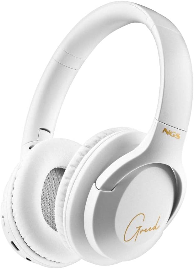 NGS ARTICA GREED WHITE – Wireless Over-Ear Headphones, Compatible with Bluetooth Technology, Lightweight and Foldable, Built-in Microphone, 40 Hours Battery, White