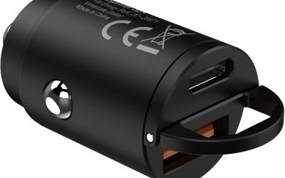 Celly, Black Label Line Car Charger with USB-C Port + USB Port, 30W Output, Power Delivery Technology with 1 Hour Charging, Compact Size, Black