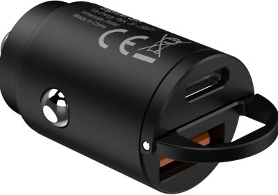 Celly, Black Label Line Car Charger with USB-C Port + USB Port, 30W Output, Power Delivery Technology with 1 Hour Charging, Compact Size, Black