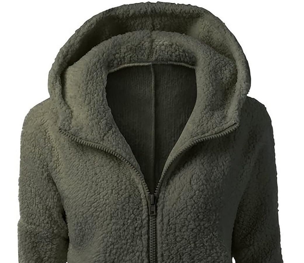 HAOLEI Giacca in Pile Donna Fine Fleece Warm con Zip Offerte Cappotto Sherpa Teddy Giacca Sci Felpa con Cappuccio in Peluche Fronte-Retro con Cerniera in più Colori Cappotto Calda Ampia Confortevole