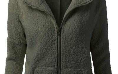 HAOLEI Giacca in Pile Donna Fine Fleece Warm con Zip Offerte Cappotto Sherpa Teddy Giacca Sci Felpa con Cappuccio in Peluche Fronte-Retro con Cerniera in più Colori Cappotto Calda Ampia Confortevole