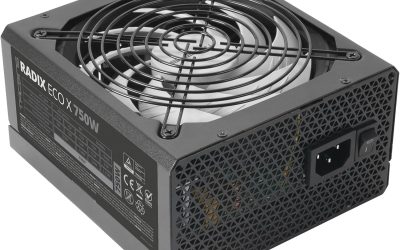 Tacens RADIX ECO X 750, Alimentatore PC ATX 750W, Garanzia 6 Anni, Efficienza 87%, Tecnologie SMD e DC-DC, Ventola Ultra-Silenziosa AI-RPM da 140mm FDB, Cavi Piatta Extra-Lunghi, Nero