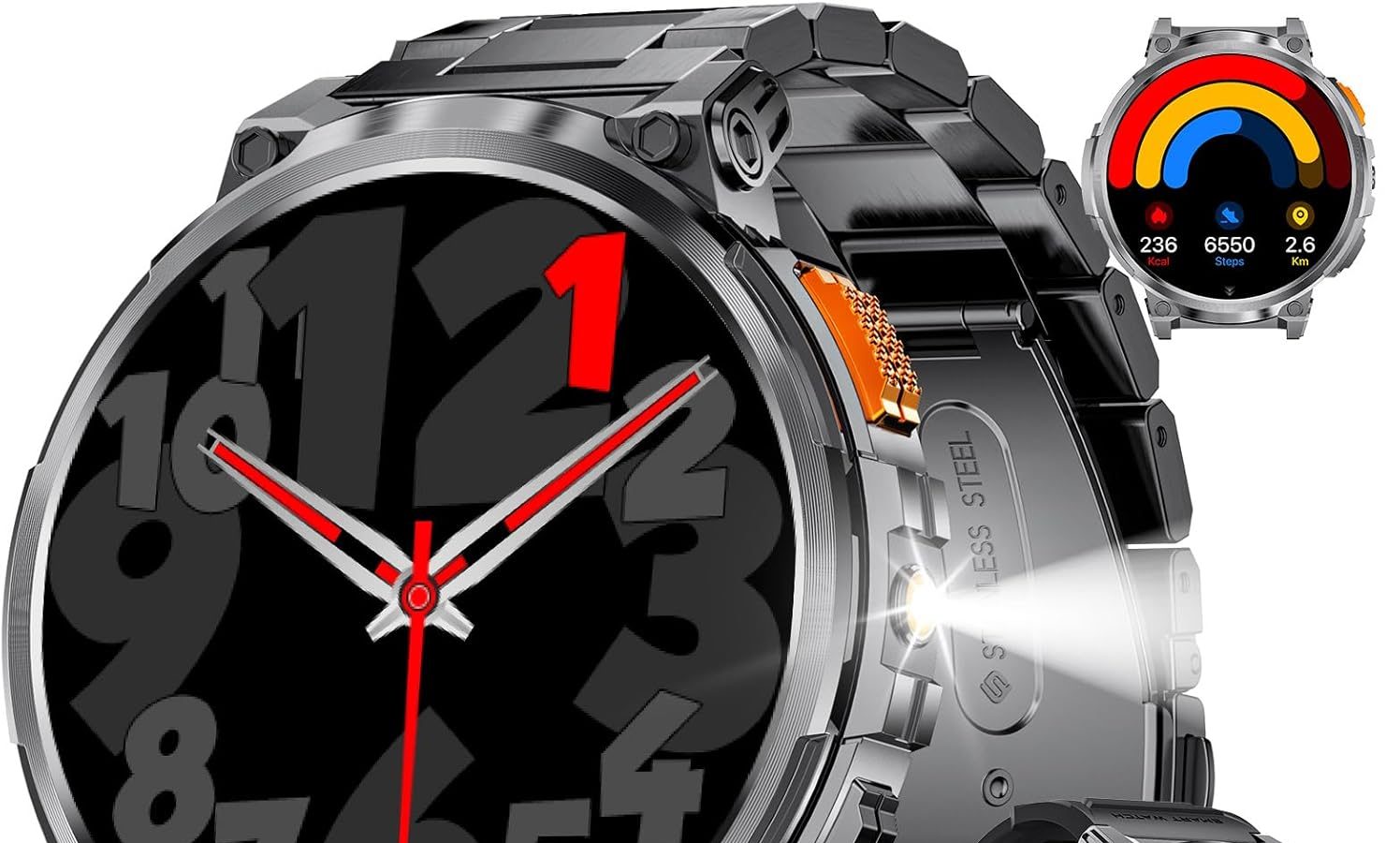 LIGE Orologio Smartwatch Uomo, Schermo IPS 1,85″ Smartwatch Fitness, Smart Watch Uomo Impermeabile IP68, Chiamata Vocale Bluetooth Monitoraggio del Sonno Monitor della Frequenza Cardiaca, Android iOS