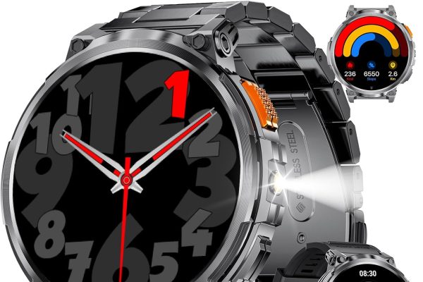 LIGE Orologio Smartwatch Uomo, Schermo IPS 1,85″ Smartwatch Fitness, Smart Watch Uomo Impermeabile IP68, Chiamata Vocale Bluetooth Monitoraggio del Sonno Monitor della Frequenza Cardiaca, Android iOS