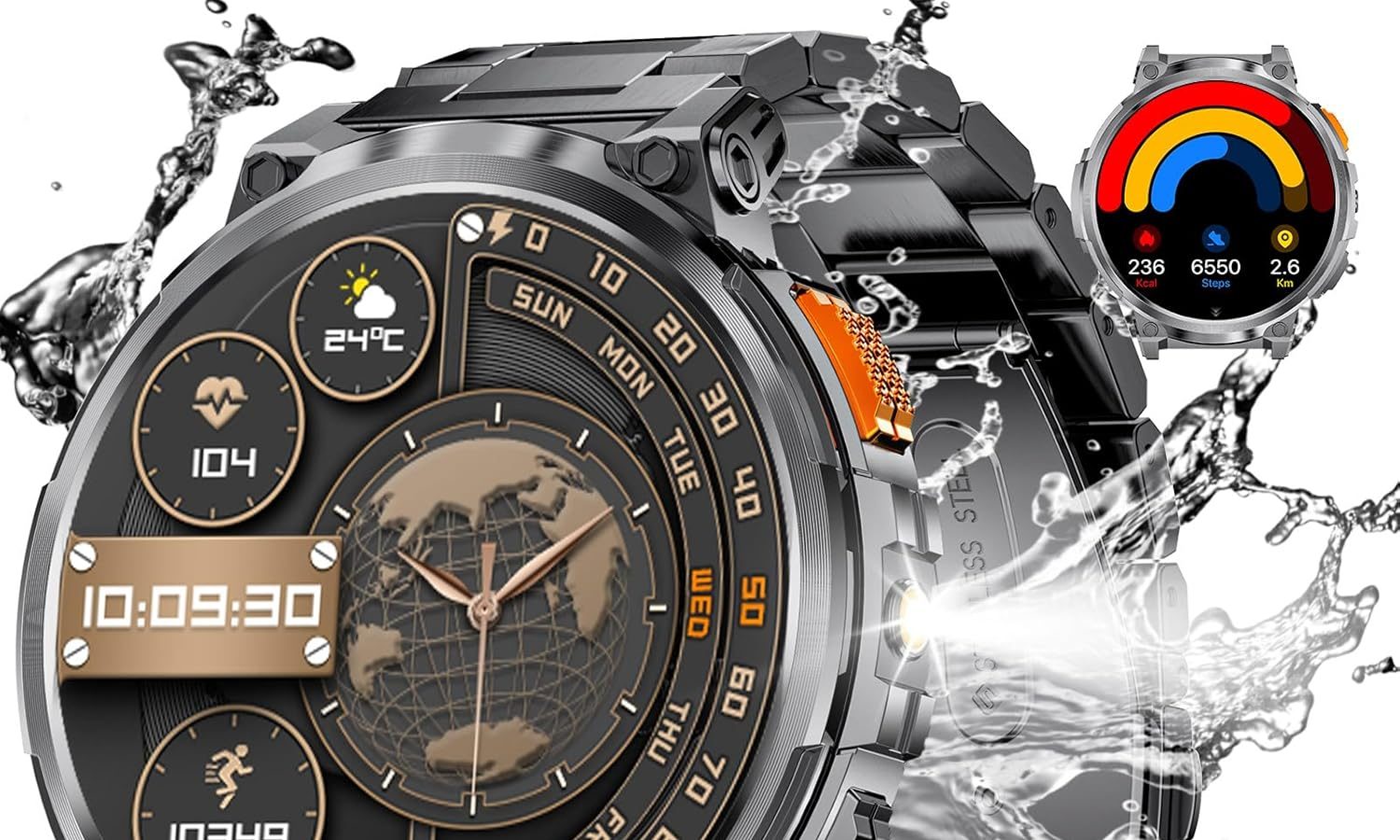 LIGE Orologio Smartwatch Uomo, 1.85″HD AMOLED Large Screen, IP68 Impermeabile, 730mAh Battery Smartwatch Pressione Sanguigna, 120+ Modalità Sportiva/Monitoraggio Della Frequenza Cardiaca, Android IOS