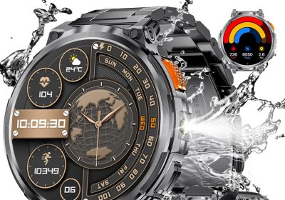 LIGE Orologio Smartwatch Uomo, 1.85″HD AMOLED Large Screen, IP68 Impermeabile, 730mAh Battery Smartwatch Pressione Sanguigna, 120+ Modalità Sportiva/Monitoraggio Della Frequenza Cardiaca, Android IOS