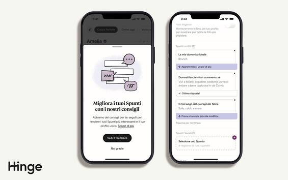 Hinge lancia Prompt Feedback in Italia: che cos’è e come funziona