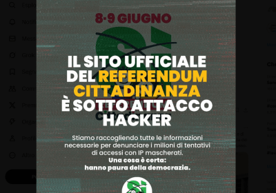 Il sito del Referendum Cittadinanza è sotto attacco hacker
