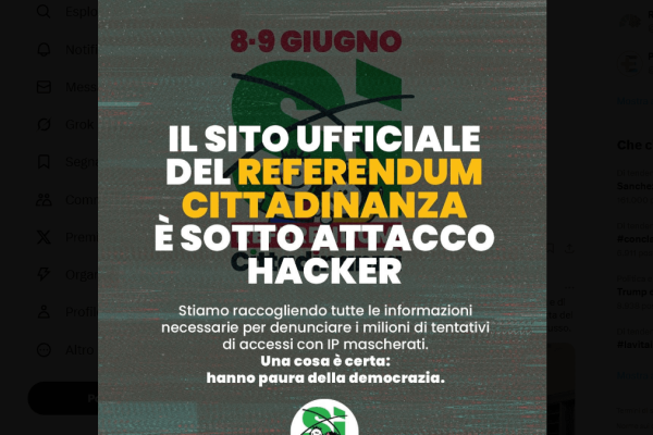 Il sito del Referendum Cittadinanza è sotto attacco hacker