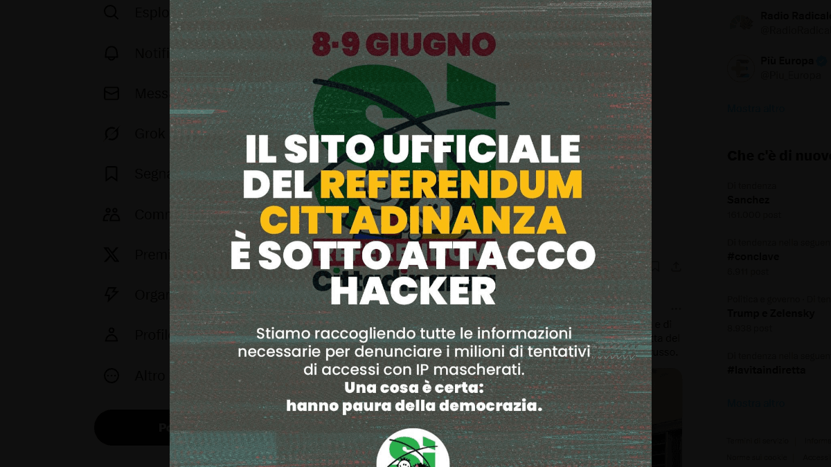 Il sito del Referendum Cittadinanza è sotto attacco hacker