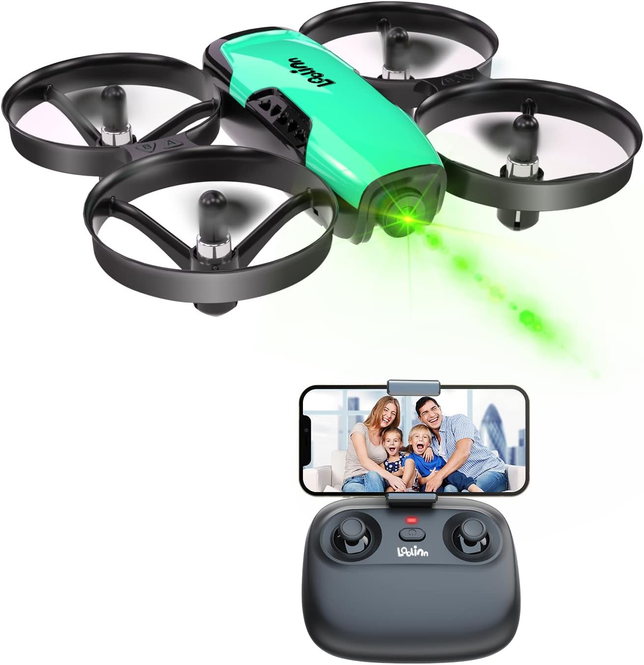 Loolinn Drone Toy with Camera for Children – Mini Radio Controlled Quadcopter with Adjustable Camera, Two Batteries, C0 (Gift Idea)