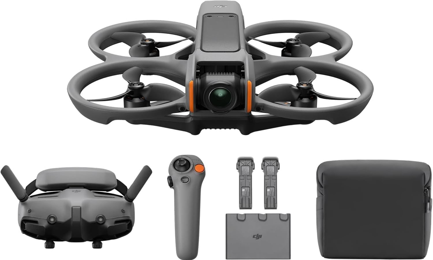 DJI Avata 2 Fly More Combo (3 Batteries), FPV Drone with 4K Camera, Single Pressure Stunts, Integrated Paraelics, Drone with Camera with Goggles 3 and RC Motion 3