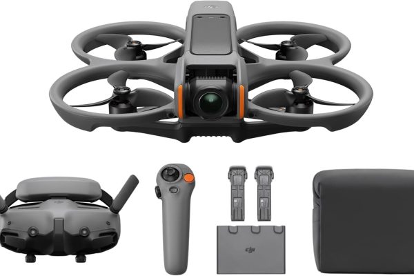 DJI Avata 2 Fly More Combo (3 Batteries), FPV Drone with 4K Camera, Single Pressure Stunts, Integrated Paraelics, Drone with Camera with Goggles 3 and RC Motion 3