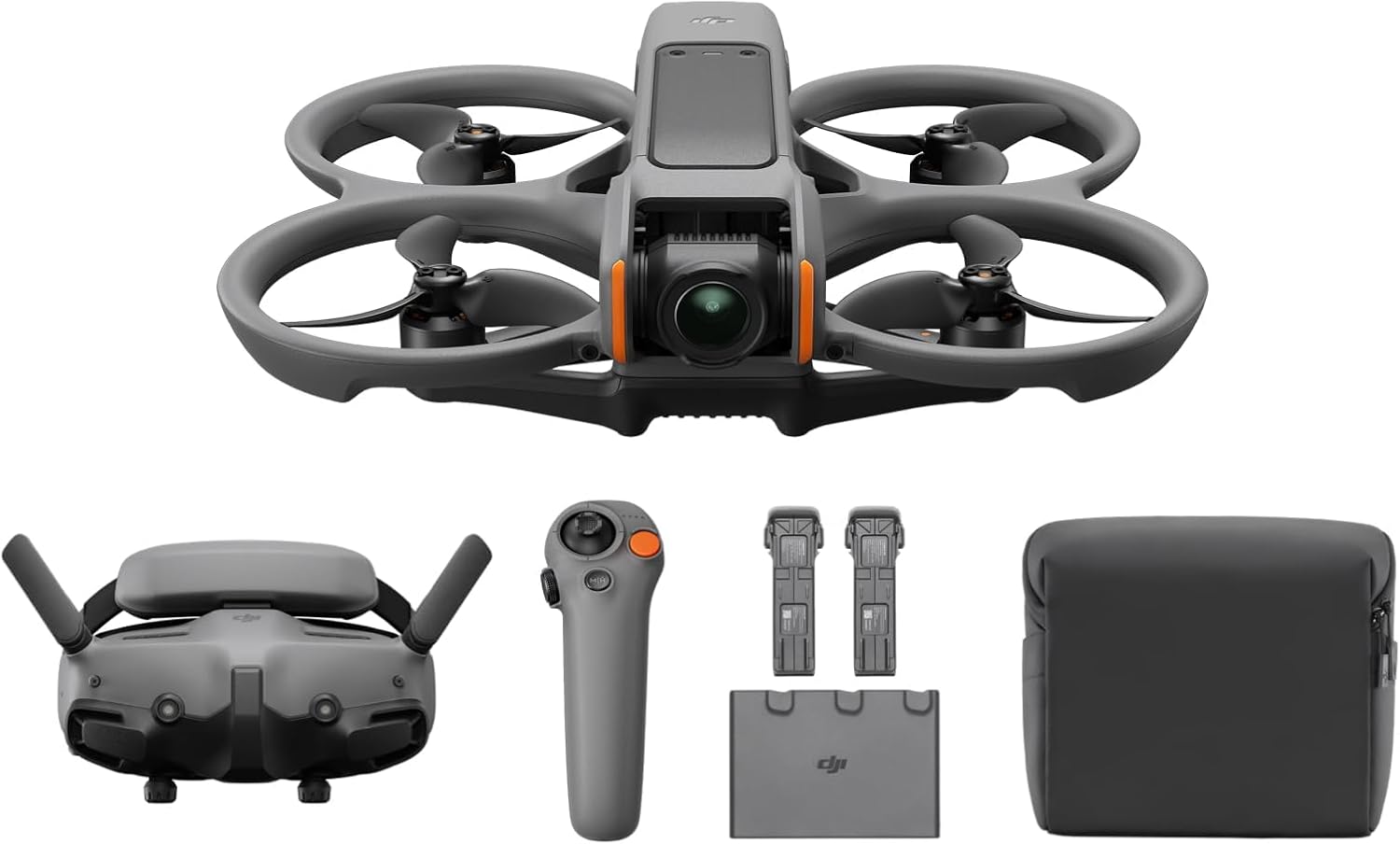 DJI Avata 2 Fly More Combo (3 Batteries), FPV Drone with 4K Camera, Single Pressure Stunts, Integrated Paraelics, Drone with Camera with Goggles 3 and RC Motion 3
