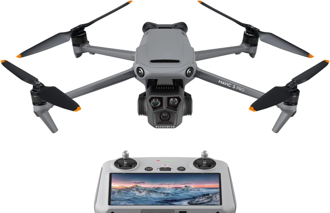 DJI Mavic 3 Pro with DJI RC (Remote Control with Screen) Drone with Triple Camera and Hasselblad Camera with 4/3 CMOS, 43 Minutes Flight Range and HD Video Transmission up to 15km