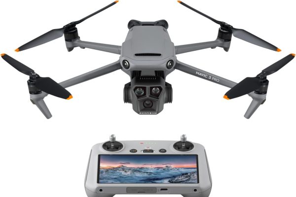 DJI Mavic 3 Pro with DJI RC (Remote Control with Screen) Drone with Triple Camera and Hasselblad Camera with 4/3 CMOS, 43 Minutes Flight Range and HD Video Transmission up to 15km
