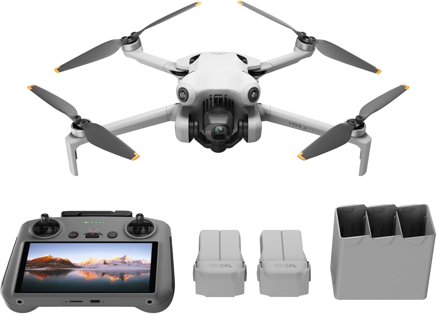 DJI Mini 4 Pro Fly More Combo with DJI RC 2 (Remote Control with Screen), Mini Drone with Camera, Less Than 249g, 34 Minutes Flight Time, 2 Extra Batteries, C0