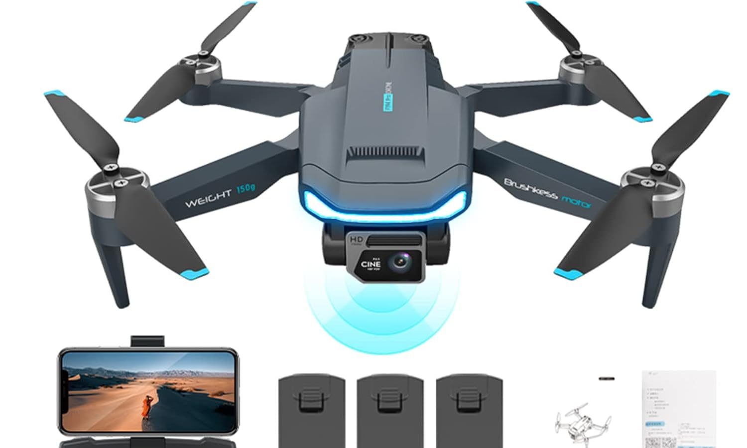 4K Dual Camera GPS Drone for Adults, Professional Drones with Brushless Motor, 60 Minutes Long Flight, Automatic Return Home, Follow Me, RC Quadcopter for Beginners