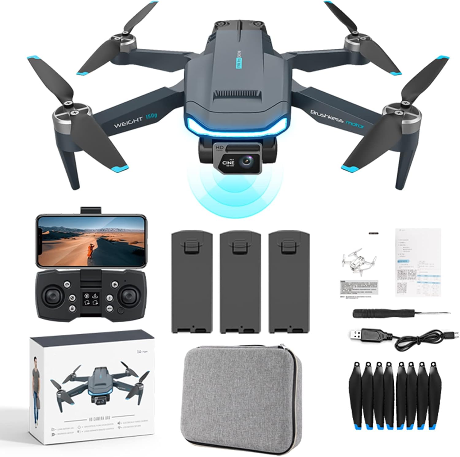 4K Dual Camera GPS Drone for Adults, Professional Drones with Brushless Motor, 60 Minutes Long Flight, Automatic Return Home, Follow Me, RC Quadcopter for Beginners