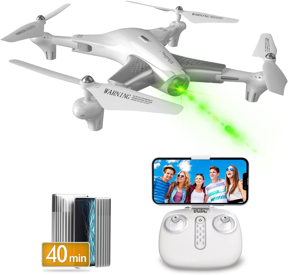 Loolinn Drones with Optical Positioning Technology – 40 Minutes Flight/Very Stable Flight/HD Video and Photos – Drone with HD Camera for Children, Gift Idea