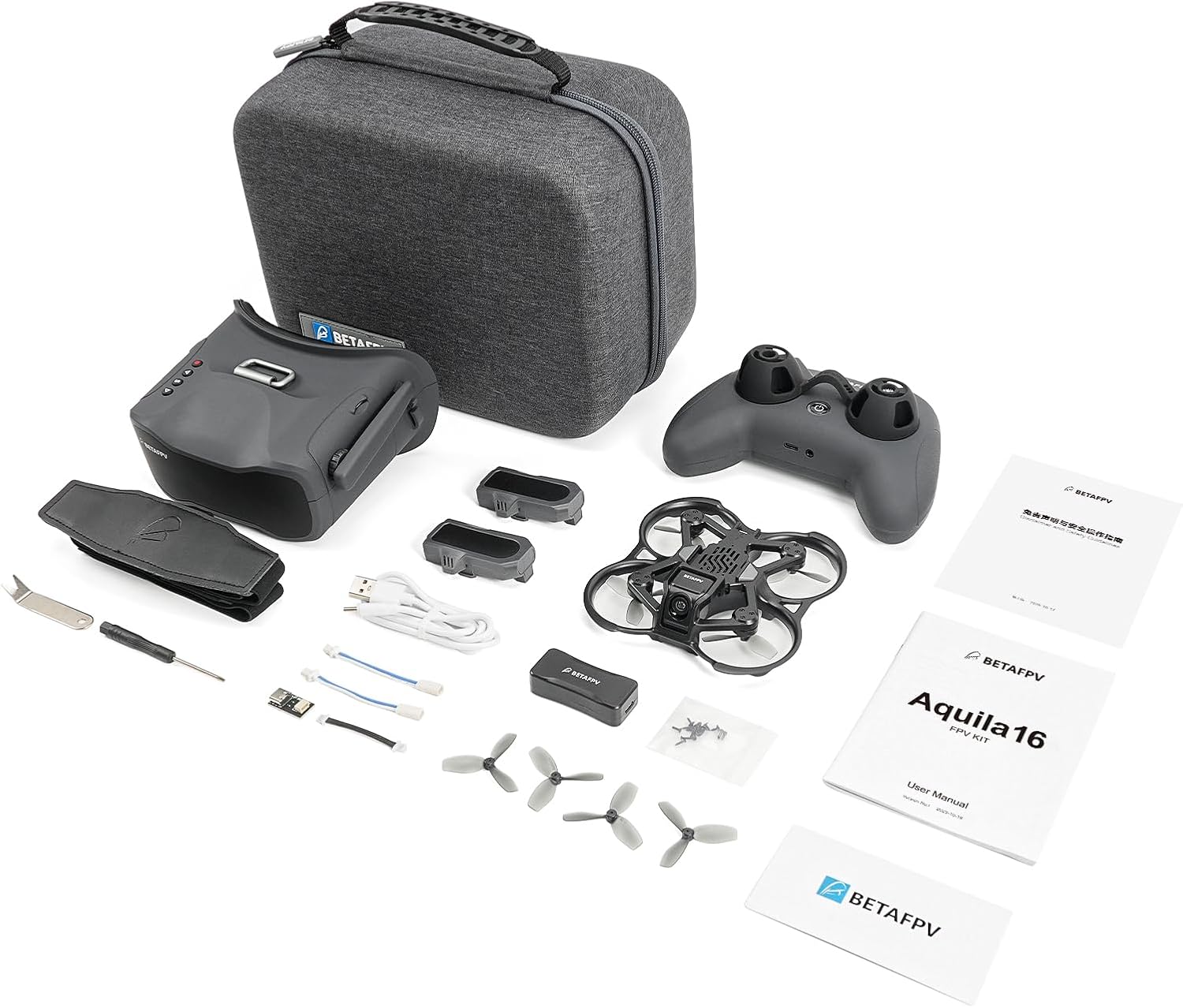 BETAFPV Aquila16 FPV Drone Kit with Altitude Hold, Max to 8Min Flight, for FPV Beginner to Fly Indoor Outdoor Longer, 3 Flight & Speed Modes, DVR Recording, Simulator Supported, 1S RTF Kit with ELRS